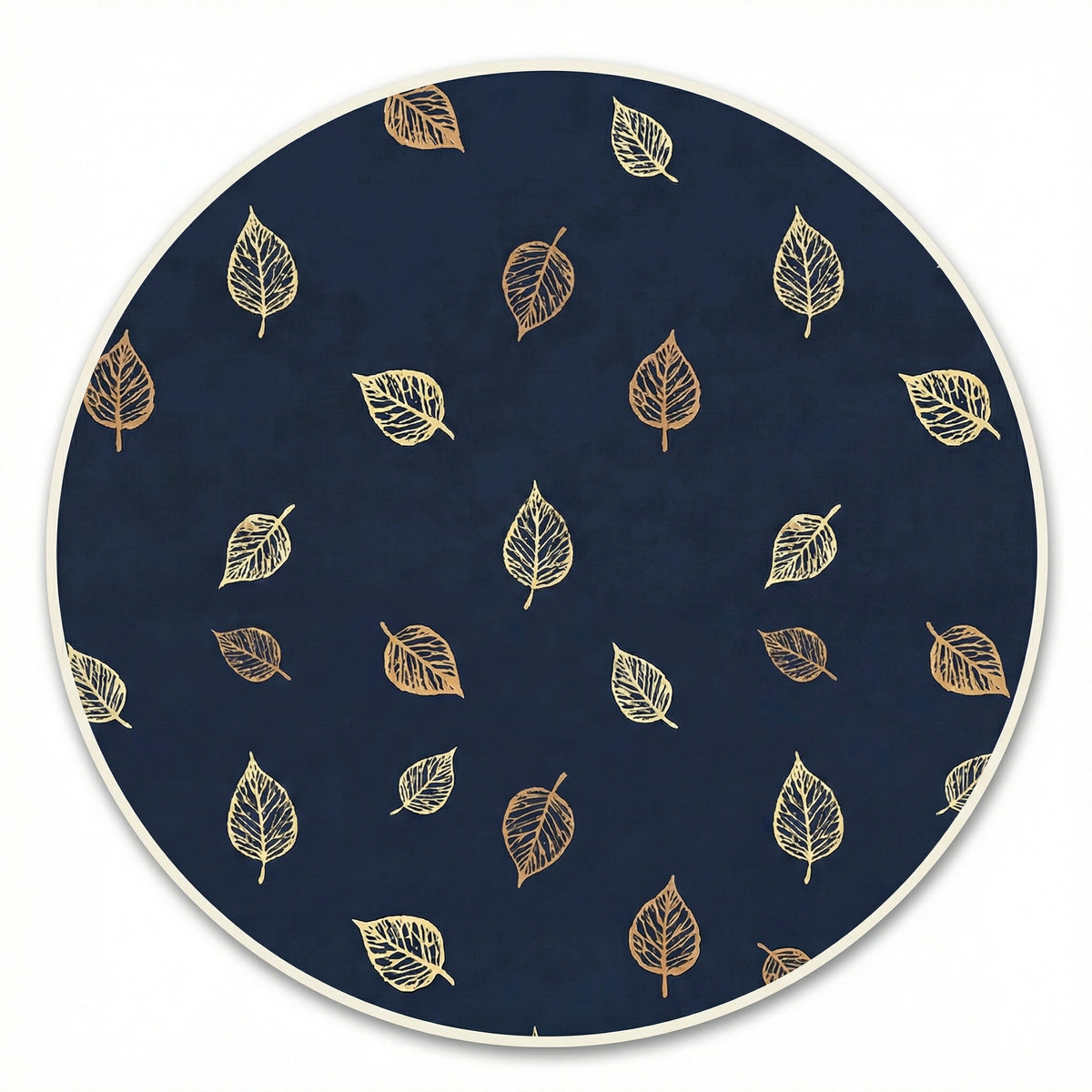 100% Cotton Metallic Gold and bronze leaf pattern on navy blue background Night Suit - minibelly