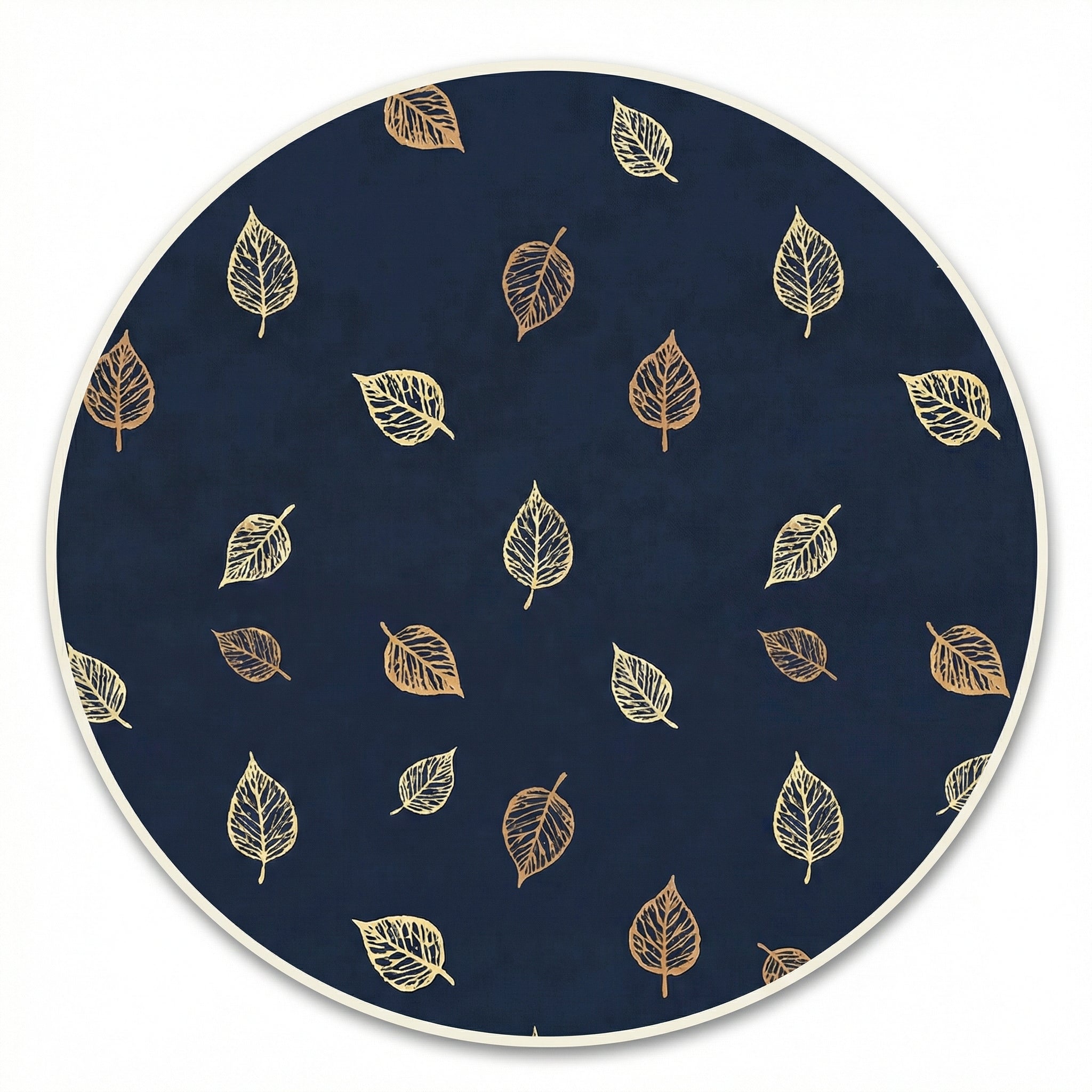100% Cotton Metallic Gold and bronze leaf pattern on navy blue background Night Suit - minibelly