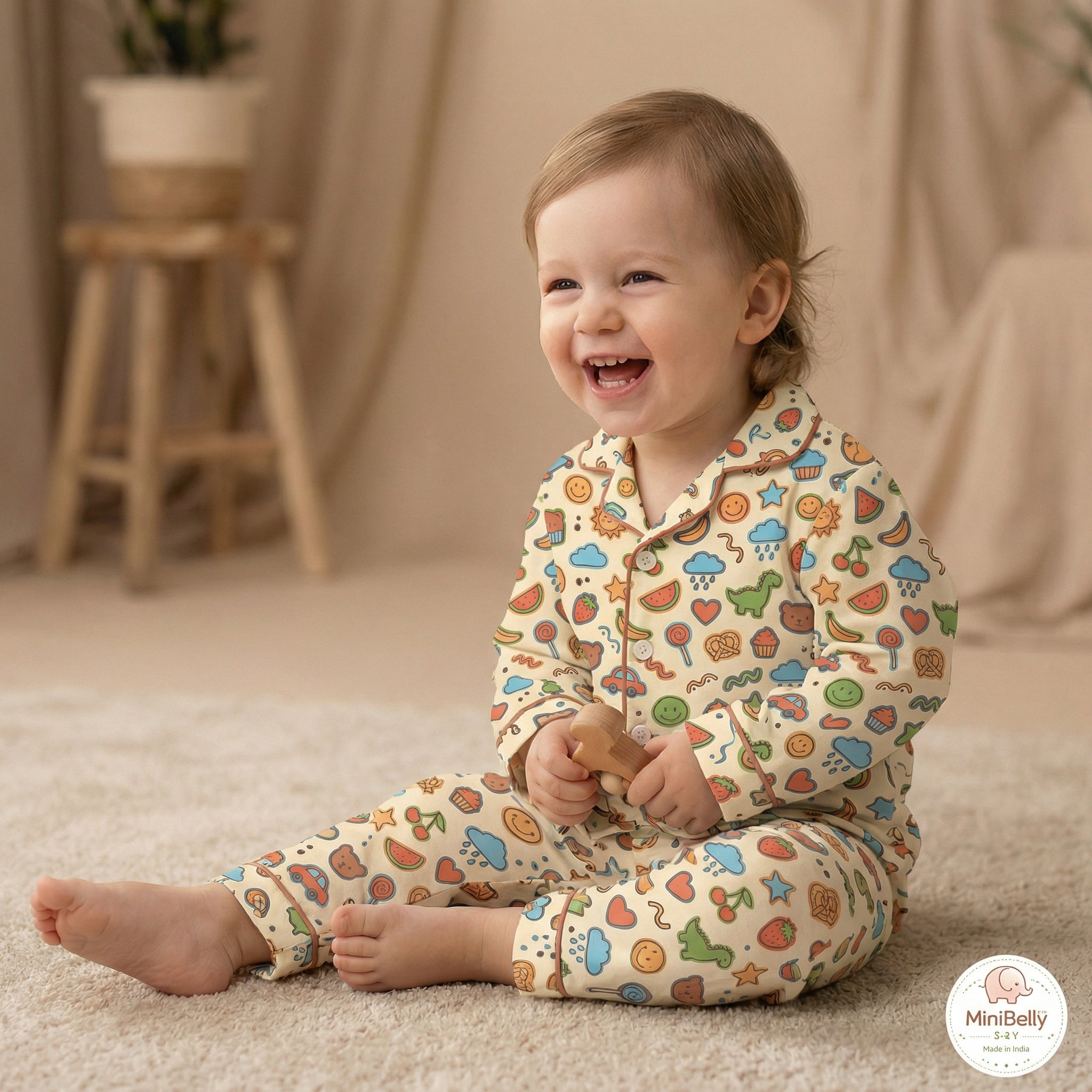 Playful Fruits Animals Night Suits - minibelly