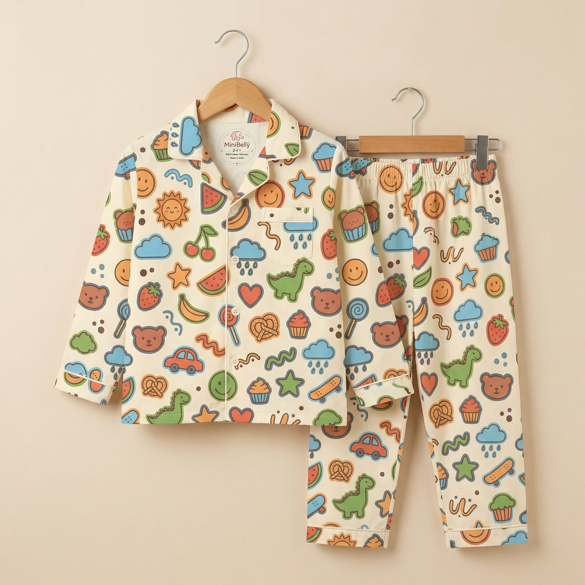 Playful Fruits Animals Night Suits - minibelly