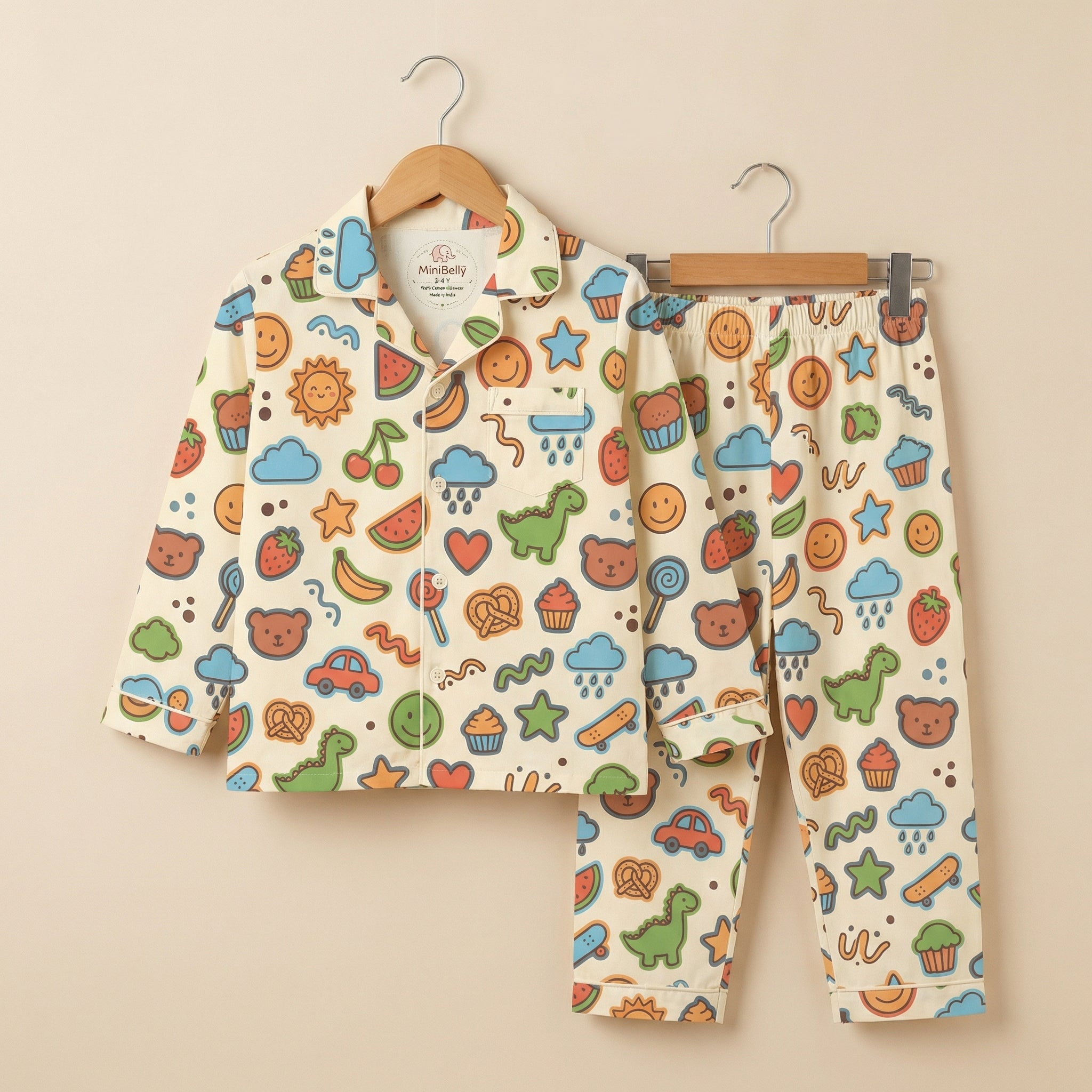 Playful Fruits Animals Night Suits - minibelly
