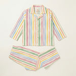 MiniBelly Night Suit Soft pastel watercolor vertical stripes on cream background 100% Cotton - minibelly