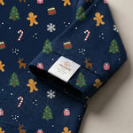 MiniBelly Night Suit Festive Christmas holiday pattern with trees, gingerbread men, and reindeer 100% Cotton - minibelly