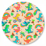 MiniBelly Night Suit Cute colorful dinosaurs riding vehicles with rainbows and tropical elements 100% Cotton - minibelly