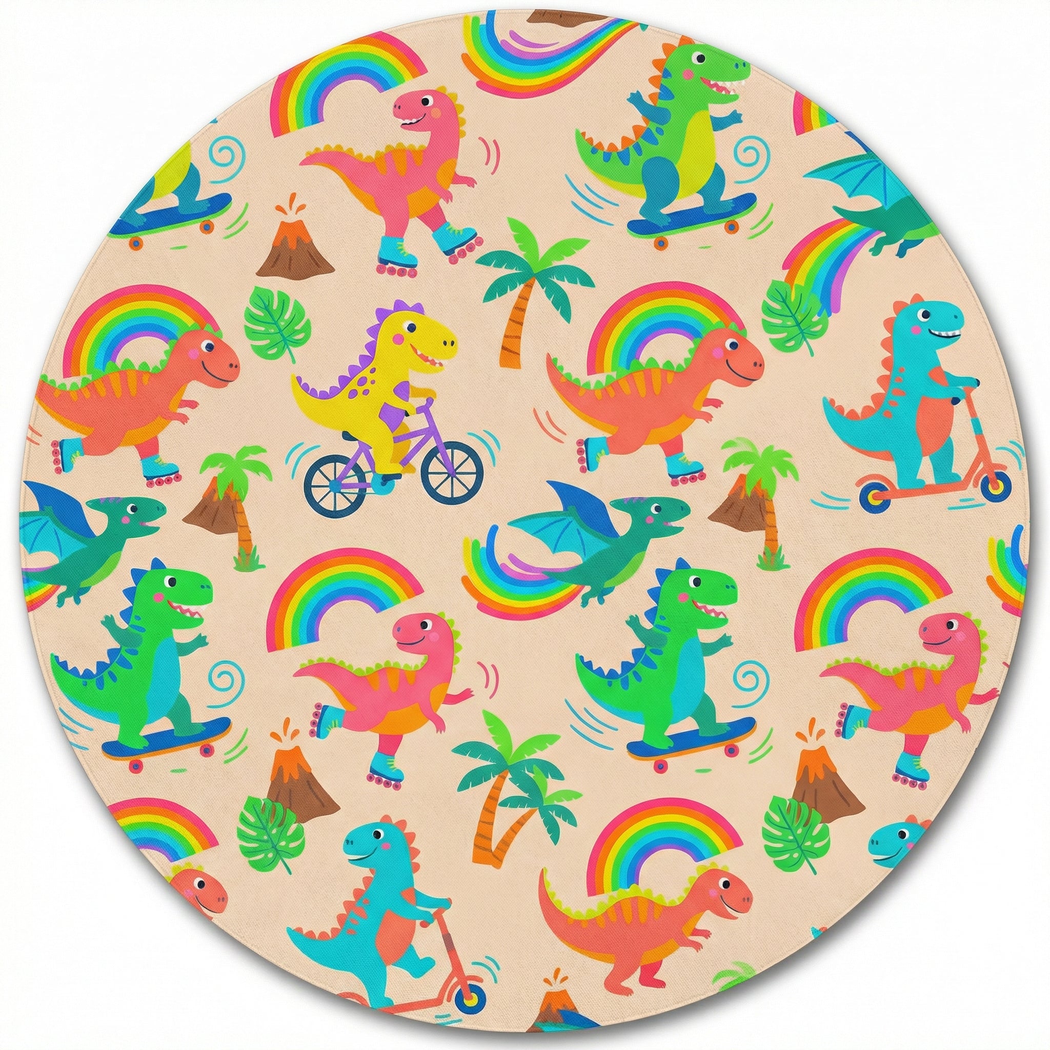 MiniBelly Night Suit Cute colorful dinosaurs riding vehicles with rainbows and tropical elements 100% Cotton - minibelly
