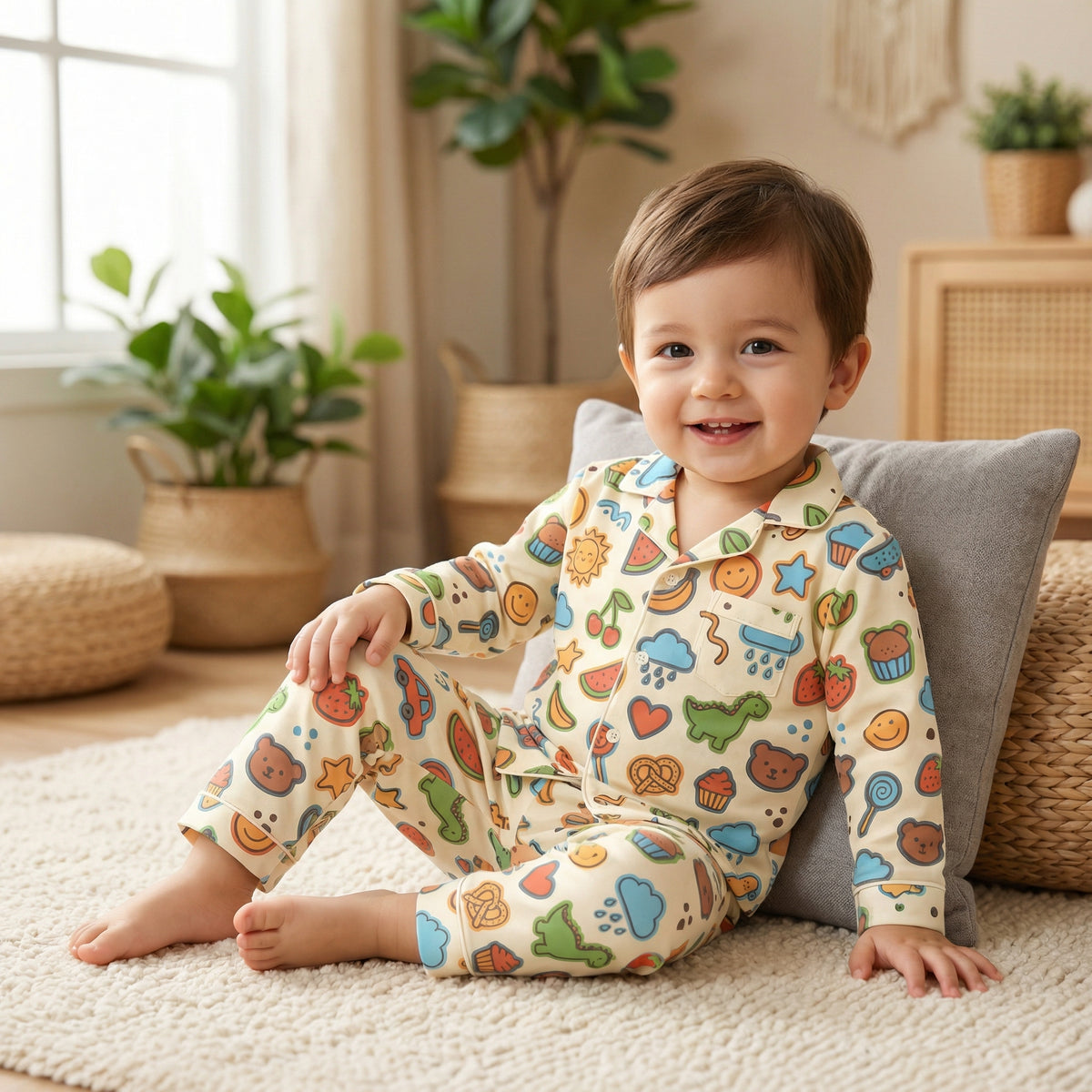 Playful Fruits Animals Night Suits - minibelly